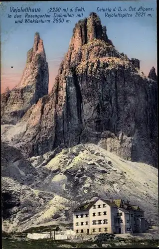 Ak Rosengarten Dolomiten Südtirol, Vajoletthaus