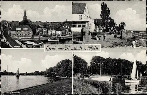 Ak Neustadt in Holstein, Hafen, Strand, Jungfernstieg