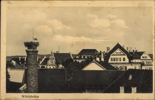 Ak Bad Wörishofen im Unterallgäu, Storch, Schornstein, Häuser