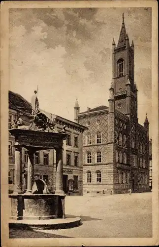 Ak Kamenz in Sachsen, Rathaus, Andreasbrunnen