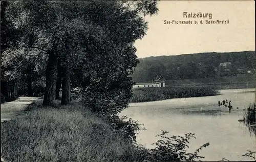 Ak Ratzeburg im Herzogtum Lauenburg, See-Promenade, Bade-Anstalt