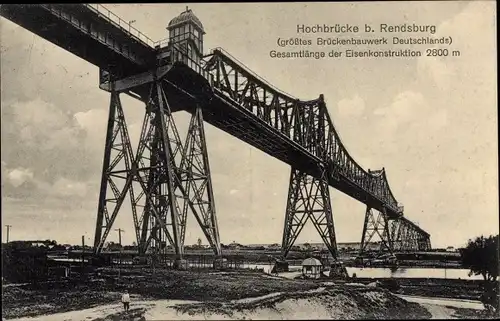 Ak Rendsburg in Schleswig Holstein, Hochbrücke
