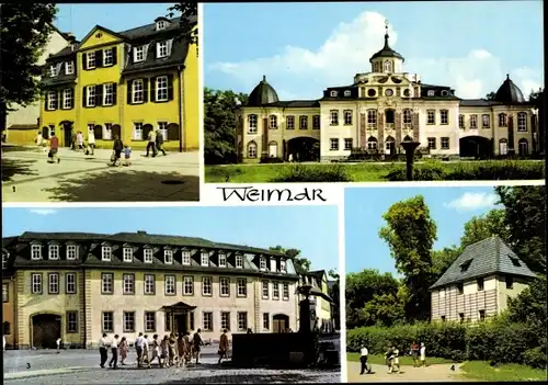 Ak Weimar in Thüringen, Goethehaus, Schillerhaus, Goethes Gartenhaus