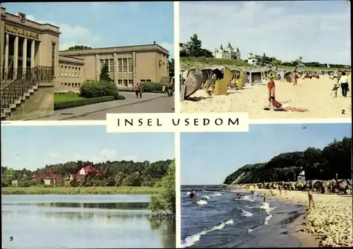 Ak Ostseebad Zinnowitz auf Usedom, Kulturhaus, Strand, Kölpinsee