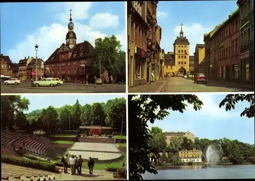 Ak Borna in Sachsen, Rathaus, Amphitheater, Springbrunnen