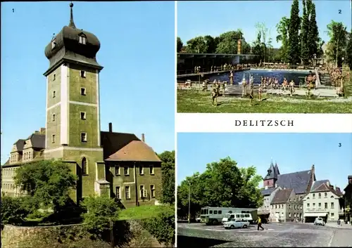 Ak Delitzsch in Sachsen, Schloss, Bad, Markt