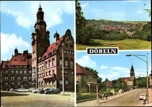Ak Döbeln in Sachsen, Rathaus, Stadtbad, Gesamtansicht