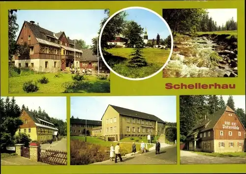Ak Schellerhau Altenberg im Erzgebirge, Kirche, Gebirgshof, Schellermühle, FDGB Casino, Putzmühle