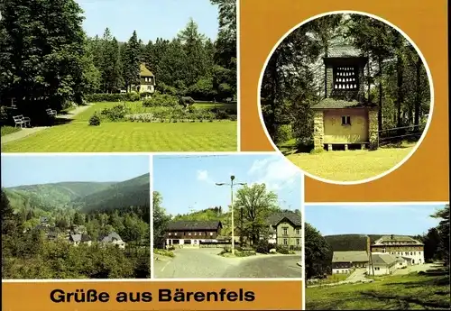 Ak Bärenfels Altenberg im Erzgebirge, Blick zur Milchbar, Glockenspiel, Park