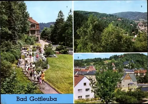 Ak Bad Gottleuba in Sachsen, Wassertretanlage, Blick vom Tannenbusch auf den Ort