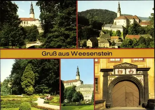 Ak Weesenstein Müglitztal in Sachsen, Schlosspark, Eingangspforte, Schloss