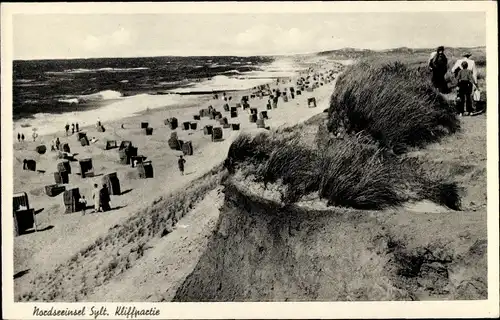 Ak Insel Sylt in Nordfriesland, Kliff, Strand