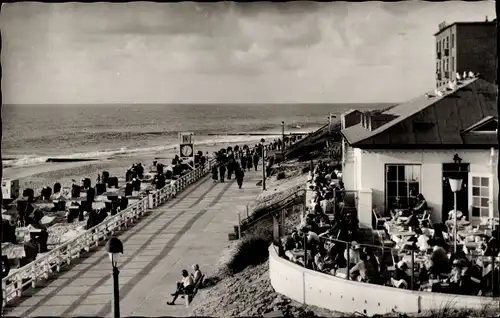 Ak Westerland auf Sylt, Promenade, Strand, Terrasse