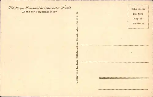 Ak Nördlingen in Schwaben, Historisches Tanzspiel, Tanz der Bürgermädchen