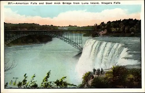 Ak Niagara Falls Ontario Kanada, American Falls, Steel Arch Bridge, Luna Island