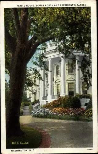 AK Washington DC USA, Weißes Haus, South Porch, President's Garden