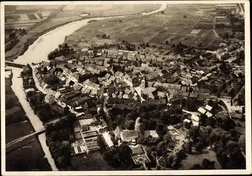 Ak Lenzen an der Elbe Brandenburg, Blick auf den Ort, Fliegeraufnahme