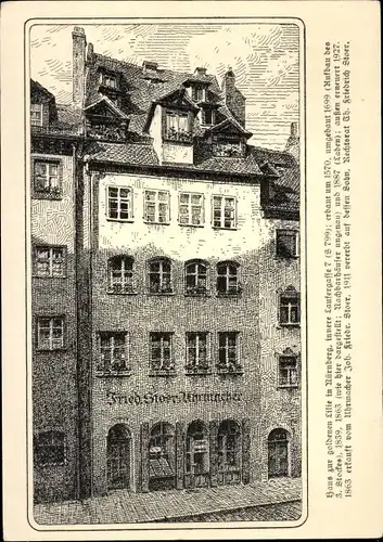 Künstler Ak Loesch, Ernst, Nürnberg in Mittelfranken, Haus zur goldenen Lilie, Uhrmacher Geschäft