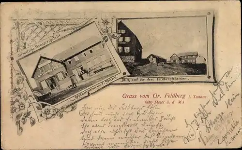 Ak Niederreifenberg Schmitten im Taunus, Großer Feldberg, Gasthof F. Sturm, drei Feldberghäuser