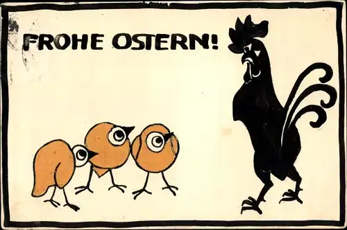 Ak Glückwunsch Ostern, Hahn und Küken