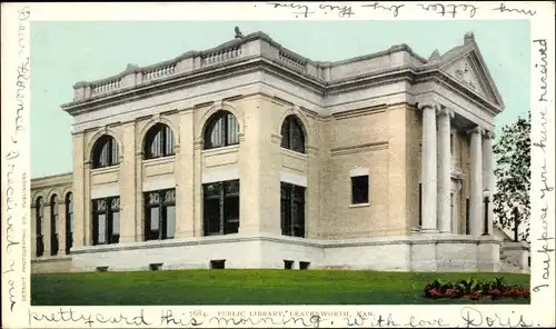 Ak Leavenworth Kansas USA, Öffentliche Bibliothek