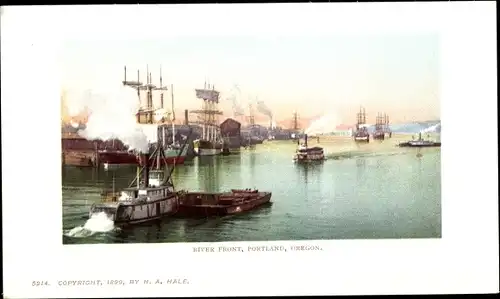Ak Portland Oregon USA, Flussufer