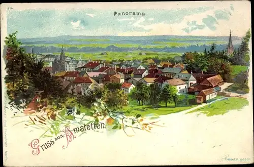 Litho Amstetten in der Schwäbischen Alb, Blick auf den Ort