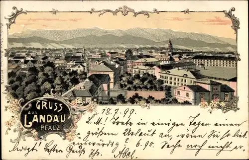 Litho Landau in der Pfalz, Stadtpanorama