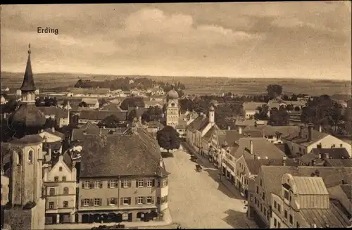 Ak Erding in Oberbayern, Totalansicht, Kirche