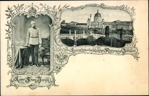Ak Wien 1., Kaiser Franz Joseph I., Regierungs-Jubiläum 1898, Karlskirche, technische Hochschule