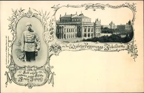 Ak Wien 1., Kaiser Franz Joseph I., Regierungs-Jubiläum 1898, KK Hofburg Museum