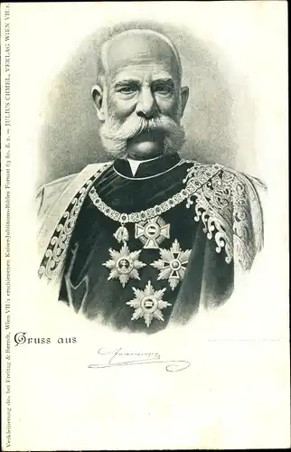 Ak Kaiser Franz Joseph I., Portrait, Orden