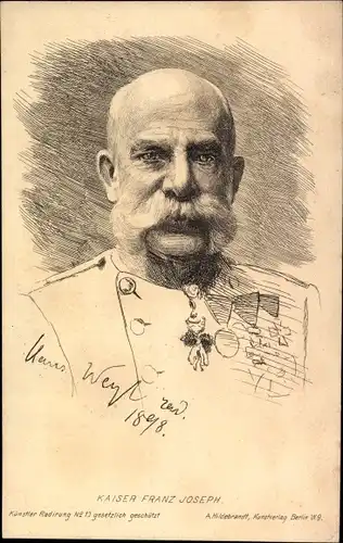 Künstler Ak Kaiser Franz Joseph I., Portrait, Orden
