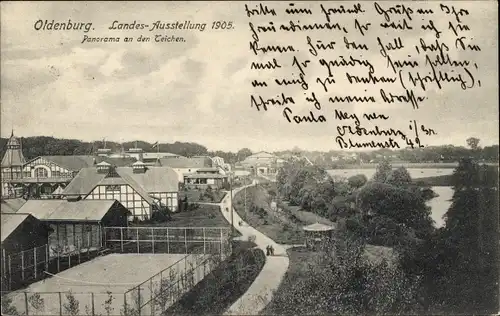 Ak Oldenburg im Großherzogtum Oldenburg, Landes-Ausstellung 1905, Panorama an den Teichen