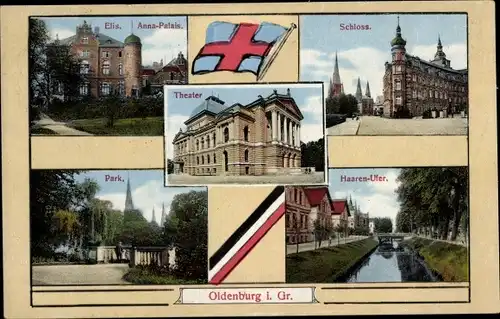 Ak Oldenburg im Großherzogtum Oldenburg, Haaren-Ufer, Schloss, Park, Elisabeth Anna-Palais