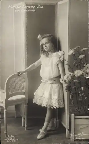 Ak Herzogin Ingeborg Alix von Oldenburg, Portrait