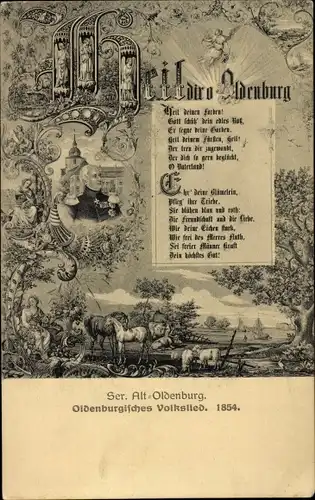 Lied Ak Oldenburg im Großherzogtum Oldenburg, Heil dir o Oldenburg, Volkslied 1854