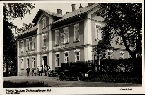 Ak Wildenau Selb im Fichtelgebirge Oberfranken, Gasthaus Weidmanns Heil, Auto