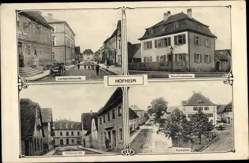 Ak Hofheim in Unterfranken, Benefiziatenhaus, Marktplatz, Landgerichtsstraße