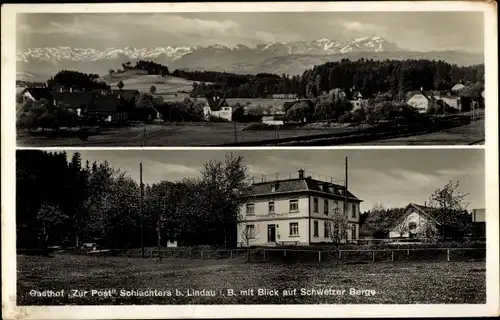 Ak Schlachters Sigmarszell am Bodensee, Gasthof Zur Post, Gebirge