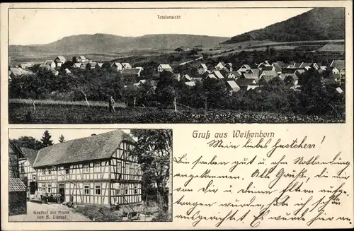 Ak Weißenborn in Hessen, Gasthaus zur Krone, Totalansicht