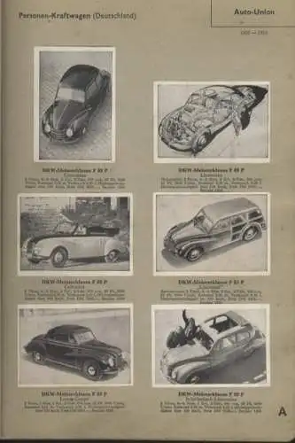 Wistü Sammelmappe Das Kraftfahrzeug Der internationale Automobilkatalog, um 1950
