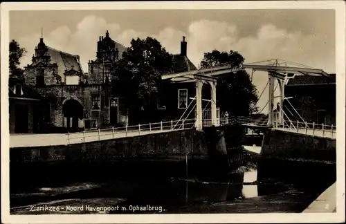 Ak Zierikzee Zeeland, Noord Havenpoort, Ophaalbrug