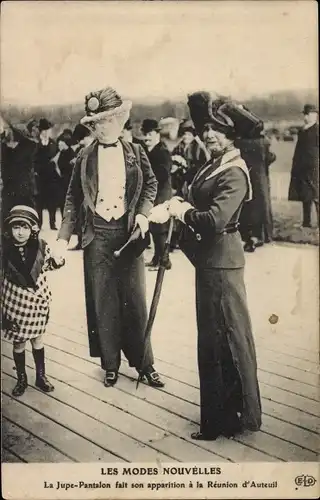 Ak Paris XVI, Les Modes Nouvelles, der Hosenrock, Reunion d'Auteuil