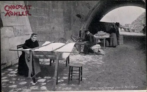 Ak Cardeurs bei der Arbeit unter Pont-Marie