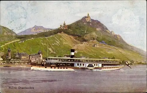 Ak Königswinter am Rhein, Drachenfels, Salondampfer