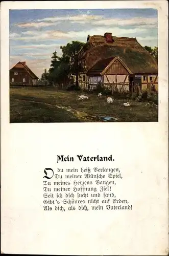 Gedicht Ak Mein Vaterland, Heiß Verlangen, Wünsche Spiel, Herzens Bangen