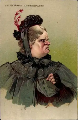 Präge Litho Verärgerte Schwiegermutter