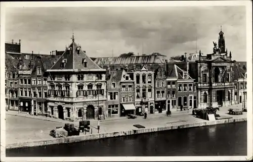 Ak Haarlem Nordholland Niederlande, Spaarne met Waagebouw