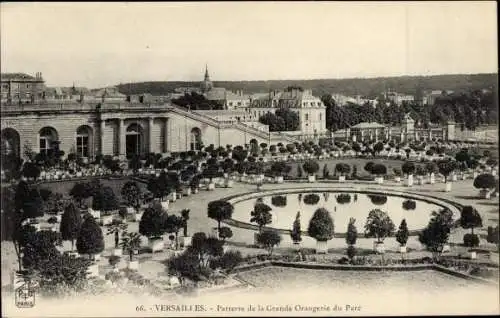 Ak Versailles Yvelines, Parterre der Großen Orangerie des Parks, Schloss